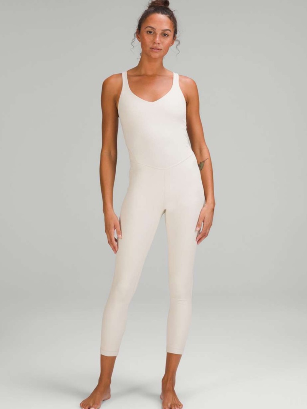 Lululemon Full Length Bodysuit/Jumpsuit in opal white Cream/White